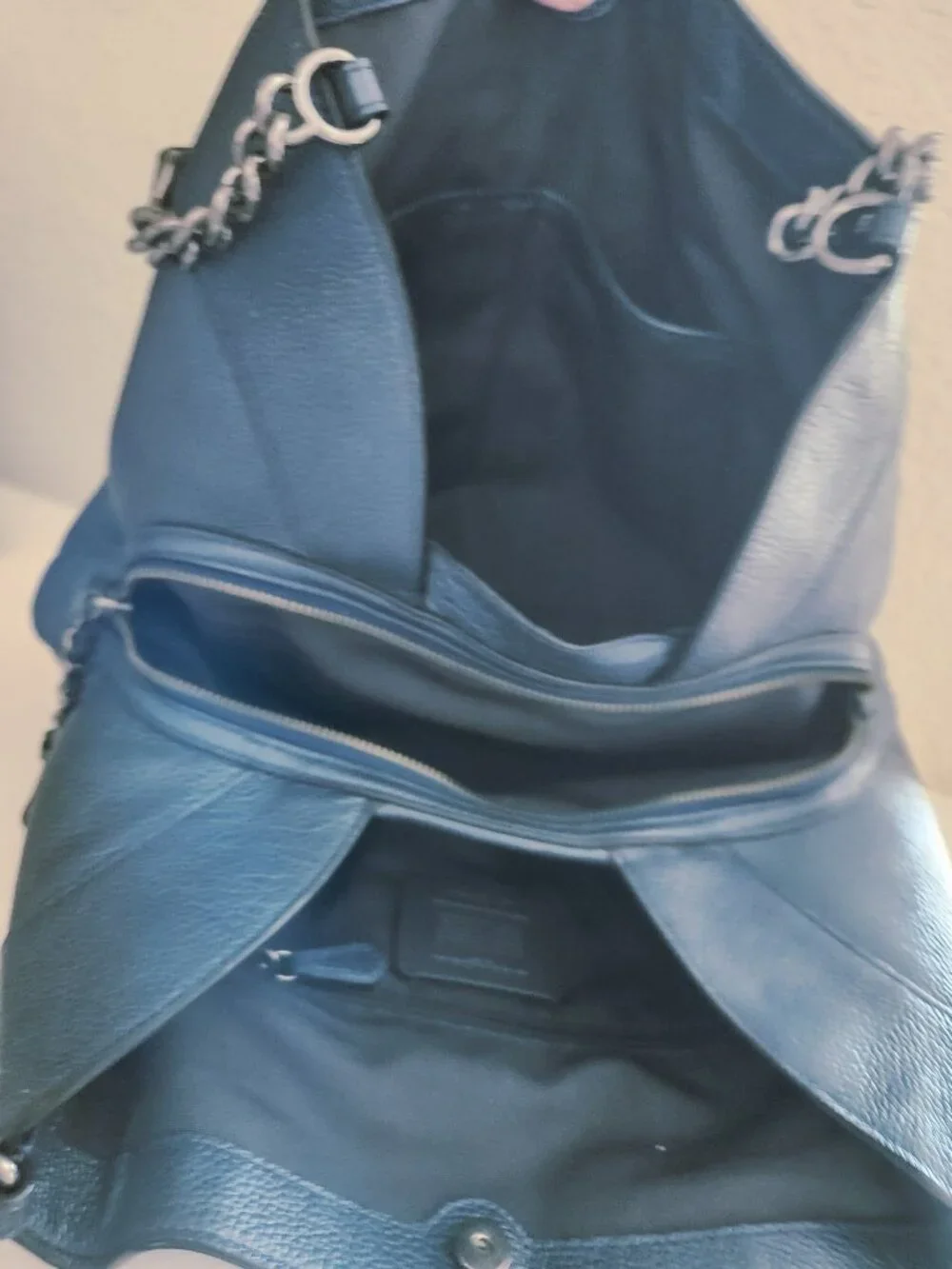 Like New Coach Lexy Midnight Metallic Blue Shoulder Bag Purse